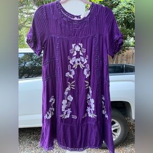 BRASS & ROE Purple Embroidered Dress Size Small